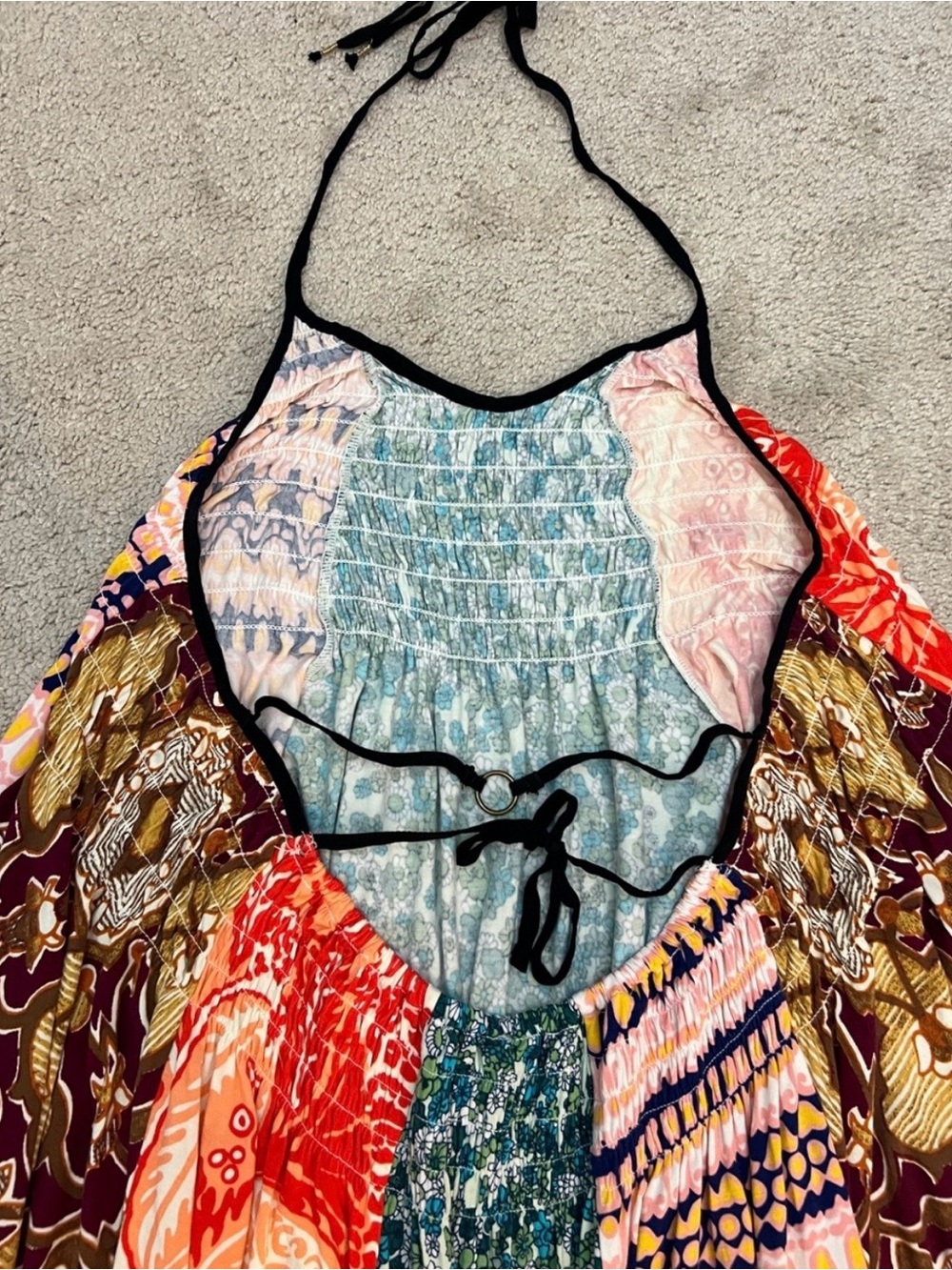Free People Can’t Tie Me Down Patchwork Halter Top Bohemian Festival Size M - Picture 5 of 5